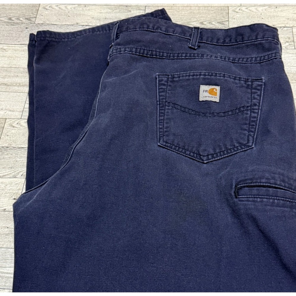 Carhartt FR Flame Resistant Carpenter Canvas Work Pants Dungaree Navy Mens 44x32
